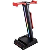Surefire Vinson N1 Headset Stand, Black, Extendable Holder for 2 Gaming Headphones, Headset Stand with RGB Lighting, 28 cm Holder Standing or Mounted on Table, Gaming Accessories, 48845