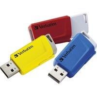 Verbatim Store /'n/' Click USB-Stick 3x - USB 3.2 Gen1-16GB - memory-stick with locking-mechanism - USB-3 stick - external storage for laptop notebook & co - up to 5Gbit/s - red blue yellow