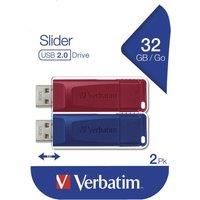 Verbatim USB Flash Pen Drive Stick 32GB USB 2.0 Twin Pack (64gb total) 3.0