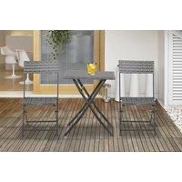3-Piece Foldable Rattan Bistro Dining Set - Weather-Resistant Grey