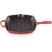 Le Creuset Cast Iron Square Grillit 26cm Cerise 26cm L X 29.9cm W X 5.3cm H