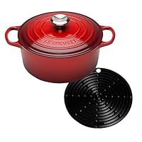 Le Creuset Signature Cast Iron Round Casserole with Cool Tool, 20 cm - Cerise