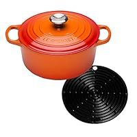 Le Creuset Signature Cast Iron Round Casserole with Cool Tool, 20 cm - Volcanic