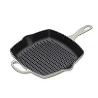 Le Creuset Signature Enamelled Cast Iron Grillit Frying Pan With Helper Handle and Two Pouring Lips, For All Hob Types and Ovens, 26 cm, Meringue, 20183267160422