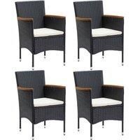 Garden Dining Chairs 4 pcs Poly Rattan Black