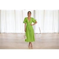 Women'S V-Neck Puff Sleeve Tiered Dress In 4 Sizes And 9 Colours