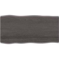 Table Top Dark Grey 100x50x2 cm Treated Solid Wood Oak Live Edge