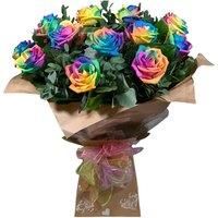 Rainbow Floral Bouquet With Wine & Chocolates