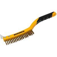 Roughneck Brass Wire Brush Soft Grip With Scraper 355Mm (14In) - 3 Row ROU52034