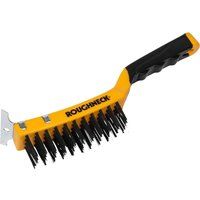 Roughneck ROU52042 Carbon Steel Wire Brush with Soft Grip & Scraper