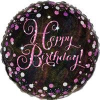 amscan 3378201 happy birthday Glittery Pink Standard Foil Balloons-S40-1 Pc