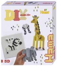 Hama Gift Box - 3D Safari | Approx. 2.500 Fuse Beads, 1 Large Square Pegboard, Printed Design Sheet, Instructions & Ironing Paper | Mosaic Decoration Arts & Craft for Creative Children Ages 5+