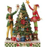 Enesco Elf by Jim Shore Treat Every Day like Christmas (Buddy with Jovie Decorating Tree Figurine) (23cm)