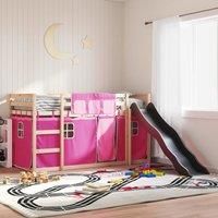 Bunk Bed without Mattress with Slide and Curtains Pink 80x200 cm