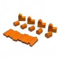 Catan Game Complete Set Cities Settlements and Roads Orange Official Pieces NEW!