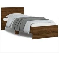 Bed Frame without Mattress with LED Lights Brown Oak 90x190 cm Single