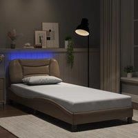 Bed Frame with LED without Mattress Cappuccino 80x200 cm