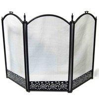 Inglenook 3 Fold Fireguard with Filigree - All Black