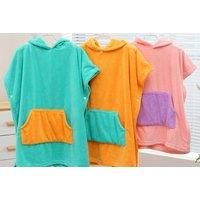 Kid'S Dinosaur Hooded Beach Towelling Poncho - Ages 2-9 Years - Pink