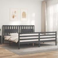 Bed Frame with Headboard Grey 200x200 cm Solid Wood