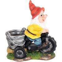 Weather-Resistant Resin Garden Gnome Ornament - Tricycle Planter Outdoor Dcor