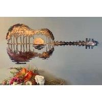 Groovy Guitar Metal Wall Art - 2 Sizes & 4 Colours - Black