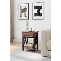 Rustic X Framed Wooden Side Table for Living Room Bed Room