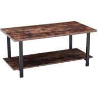 Industrial Style Rustic Coffee Table with Storage Shelf