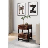 Rustic Wooden Bedside Table with 2 Drawers