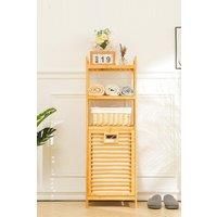 Laundry Hamper Basket with Liner Bag Bamboo Storage Clothes Hamper with Handles