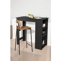 Black Modern Chipboard Bar Table with 3 Storage Shelves for Kitchen Dinning Room