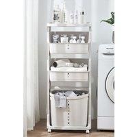 4-Tier Storage Rack Laundry Basket with Wheels