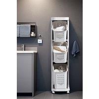 4-Tier Detachable Kitchen Fruit Vegetable Basket Storage Rack Laundry with Wheels Trolley Cart