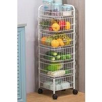4-Layer Detachable Rotating Trolley Cart Scalable Spice Rack Vegetable Fruit Storage Basket Organizer for Kitchen