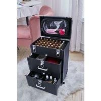 Professional 3-in-1 Rolling Cosmetic Cases Makeup Trolley Nail Luggage Storage Organizer