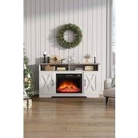 Recessed Electric Fireplace TV Stand with Timer and Remote