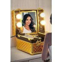 Makeup Travel Suitcase Cosmetic Organizer Case with LED Light Mirror