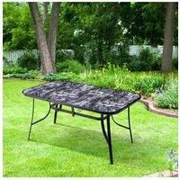 Garden Tempered Glass Marble Rectangular Coffee Table