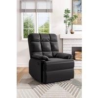 Black Checkered Faux Leather Upholstered Recliner Armchair