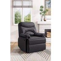 Black Manual Faux Leather Recliner Armchair