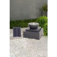 Solar Powered Water Fountain with LED Lights Bowl Shaped Cascading Rockery