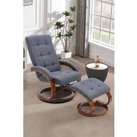 Grey Grid Button Tufted Swivel Velvet Recliner with Footrest