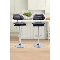 Set Of 2 PU Leather Adjustable Swivel Bar Stools Cloud Shaped High Stool with Back