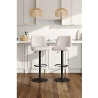 2pcs Upholstered Linen Swivel Counter Bar Stools with Mid Backrest