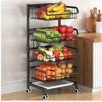 4-Tier Vegetable Fruit Storage Rack, Rolling Cart with Wheels