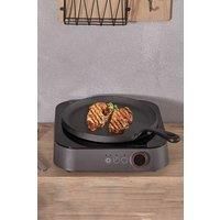 Cast-Iron Frying Pan Grill Griddle Cookware with Stay-Cool Handle 25cm D