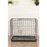 60cm W x 42cm D x 50cm H Wire Dog Crate with 2 Doors and Tray
