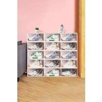 12 Pack White Stackable Foldable Plastic Shoe Boxes