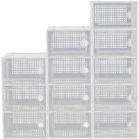 12x White Stackable Shoe Storage Box Organiser
