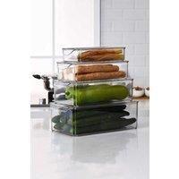 4pcs Clear Fridge Organiser Food Fruit Vegetable Containers with Lids